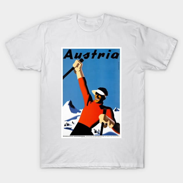 Vintage Travel Poster Austria Ski T-Shirt by vintagetreasure